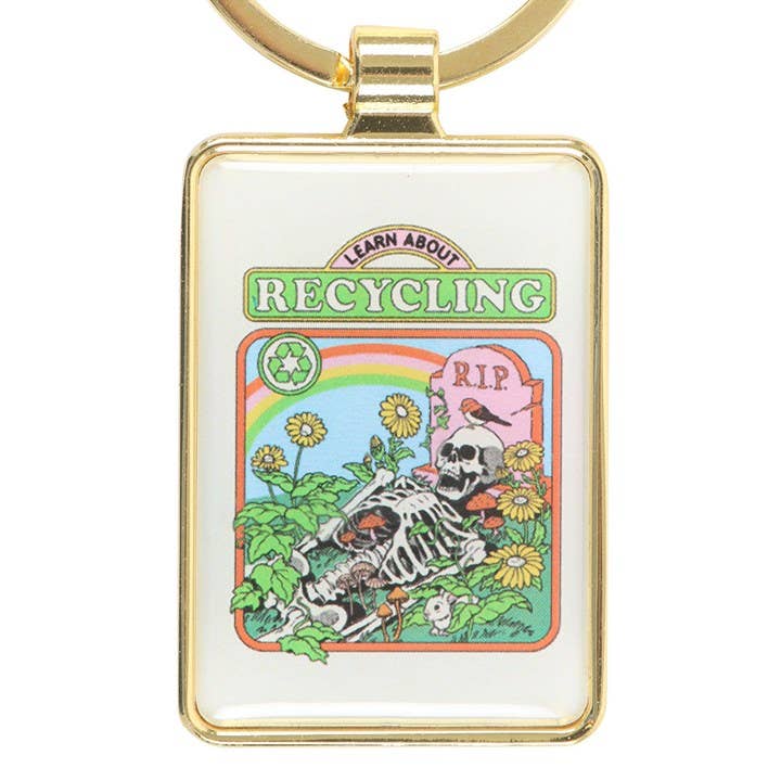 Keyring on packaging card against white background