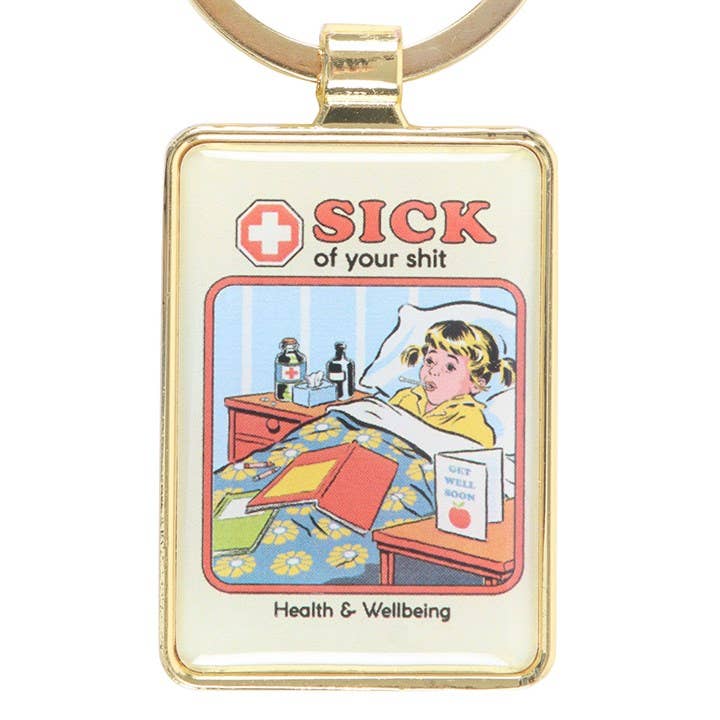 Sick of Your Shit keyring lifestyle shot with keys