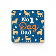 Navy coaster with golden dogs, paw prints and No 1 Dog Dad text