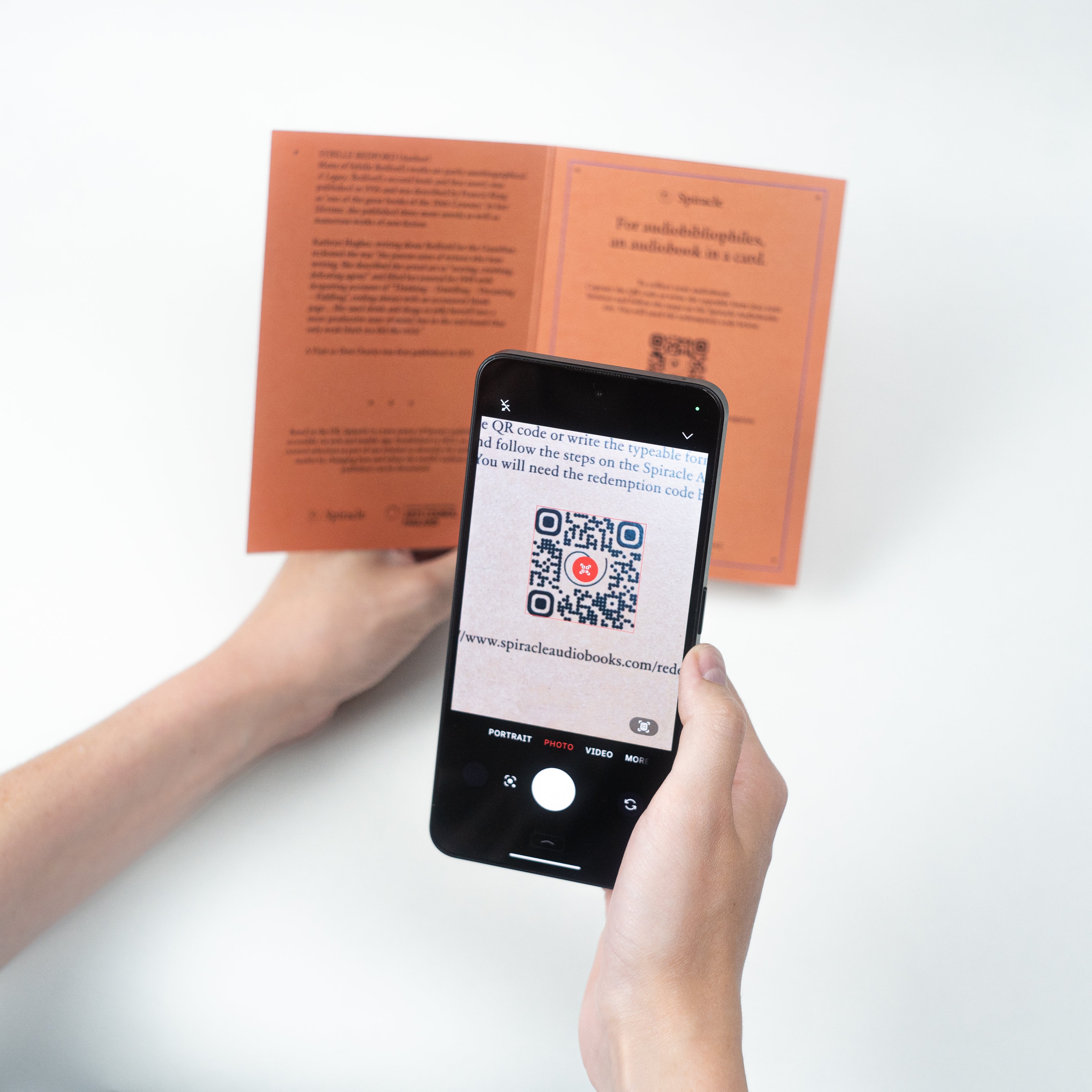 Inside of a Spiracle audiobook card with the QR code and blank space for a message