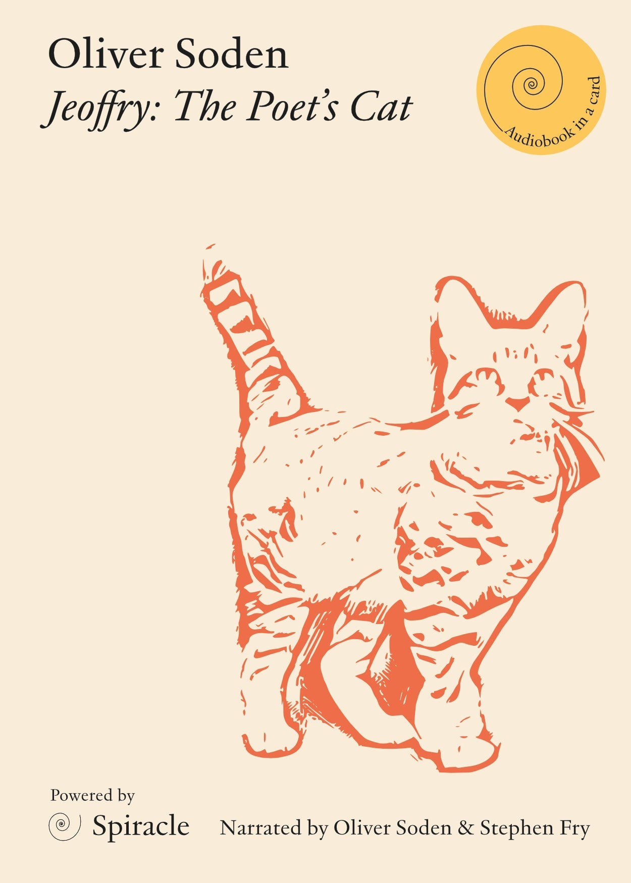 Close up of the Jeoffry: The Poet's Cat audiobook card design