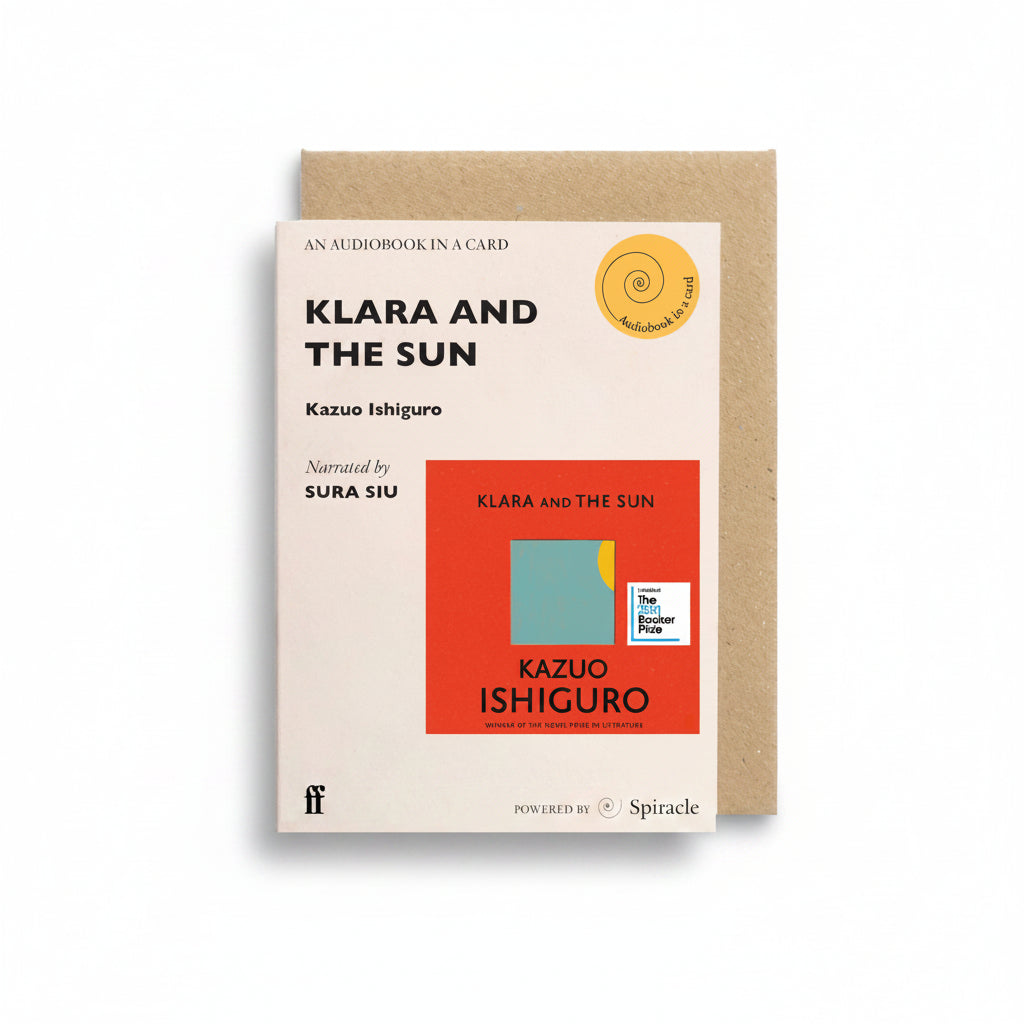 Klara and the Sun Audiobook in a Card, cream card showing the red Ishiguro book cover