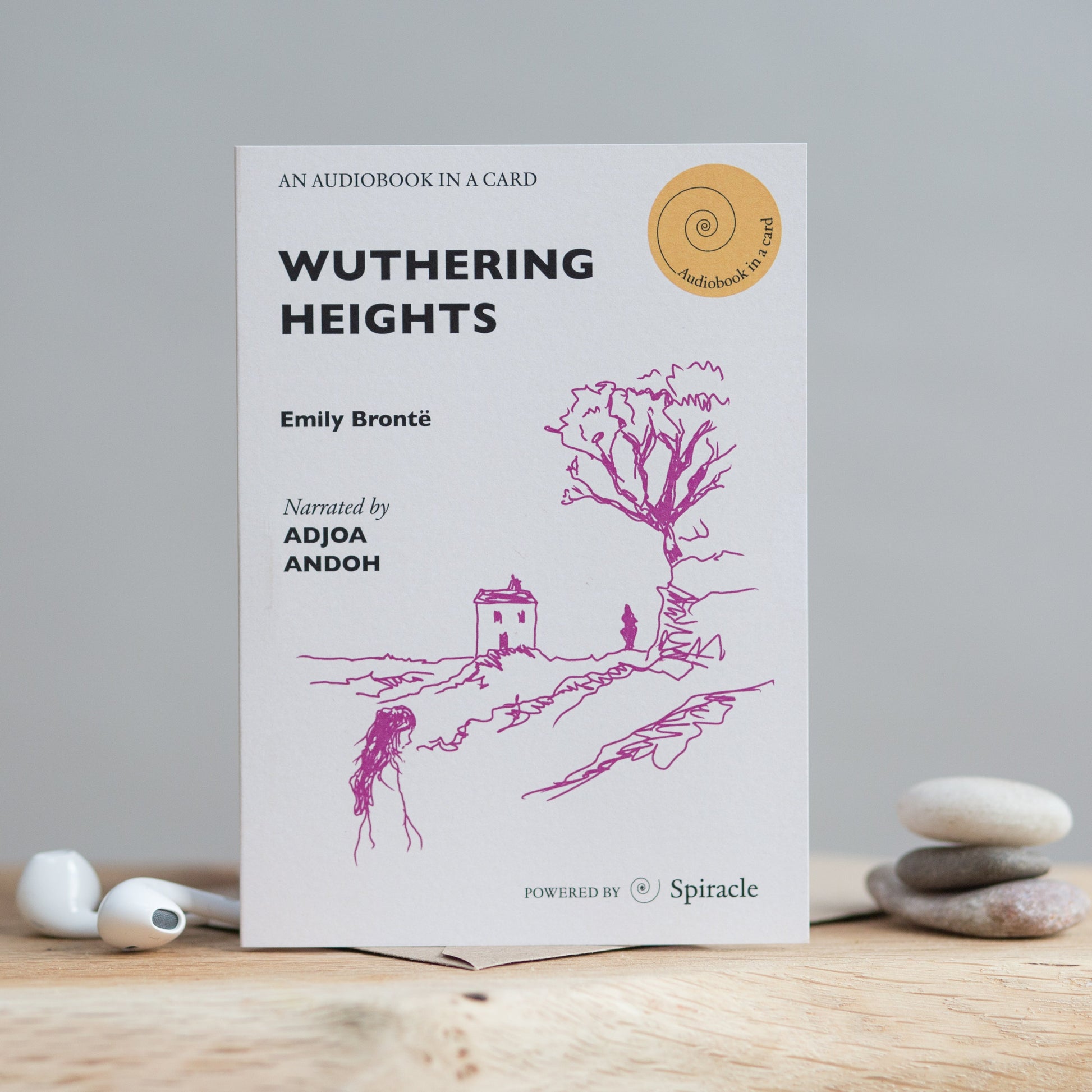 Wuthering Heights audiobook card styled with its kraft envelope