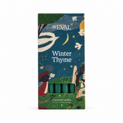 Winter Thyme Mini Festive Candles, Pack of 6 in illustrated box on a cream background