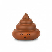 Stress Poo stress toy with smiling face on white surface