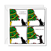 Cat Will It Bounce Christmas Card on a pure white background