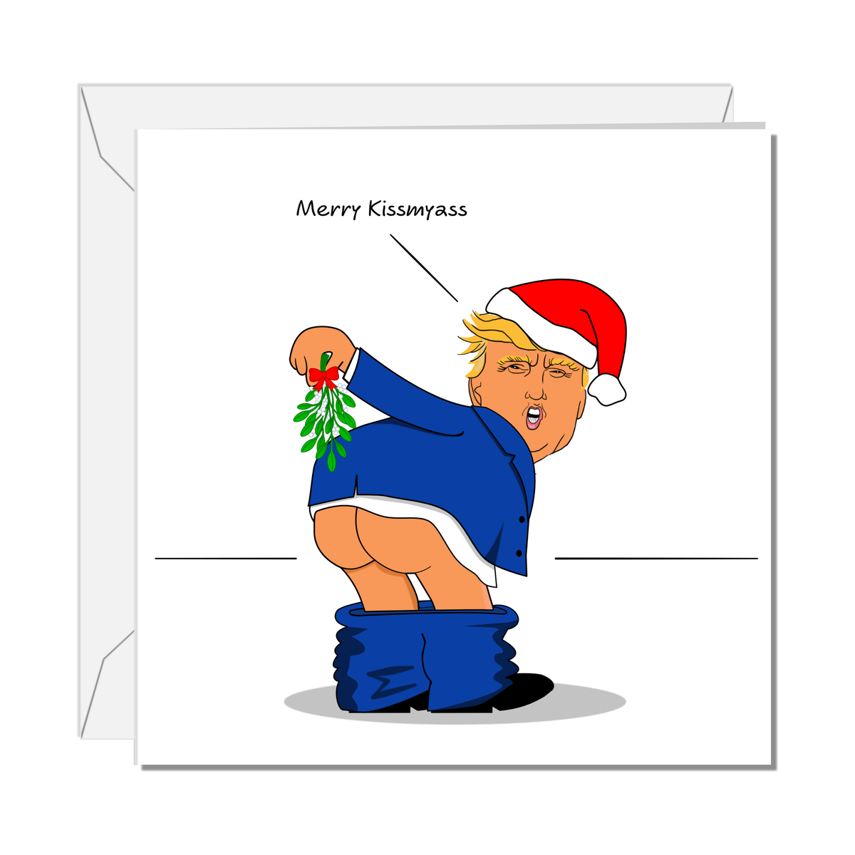 Trump Merry Kissmy*ss Christmas Card on a pure white background