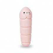 Pink Willy the Worry Worm stress toy on white background