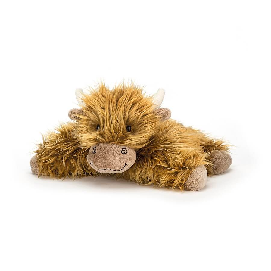 Jellycat truffles highland cow lying down