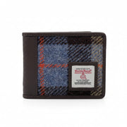 Mens Harris Tweed Wallet in a blue, grey and brown check tartan.